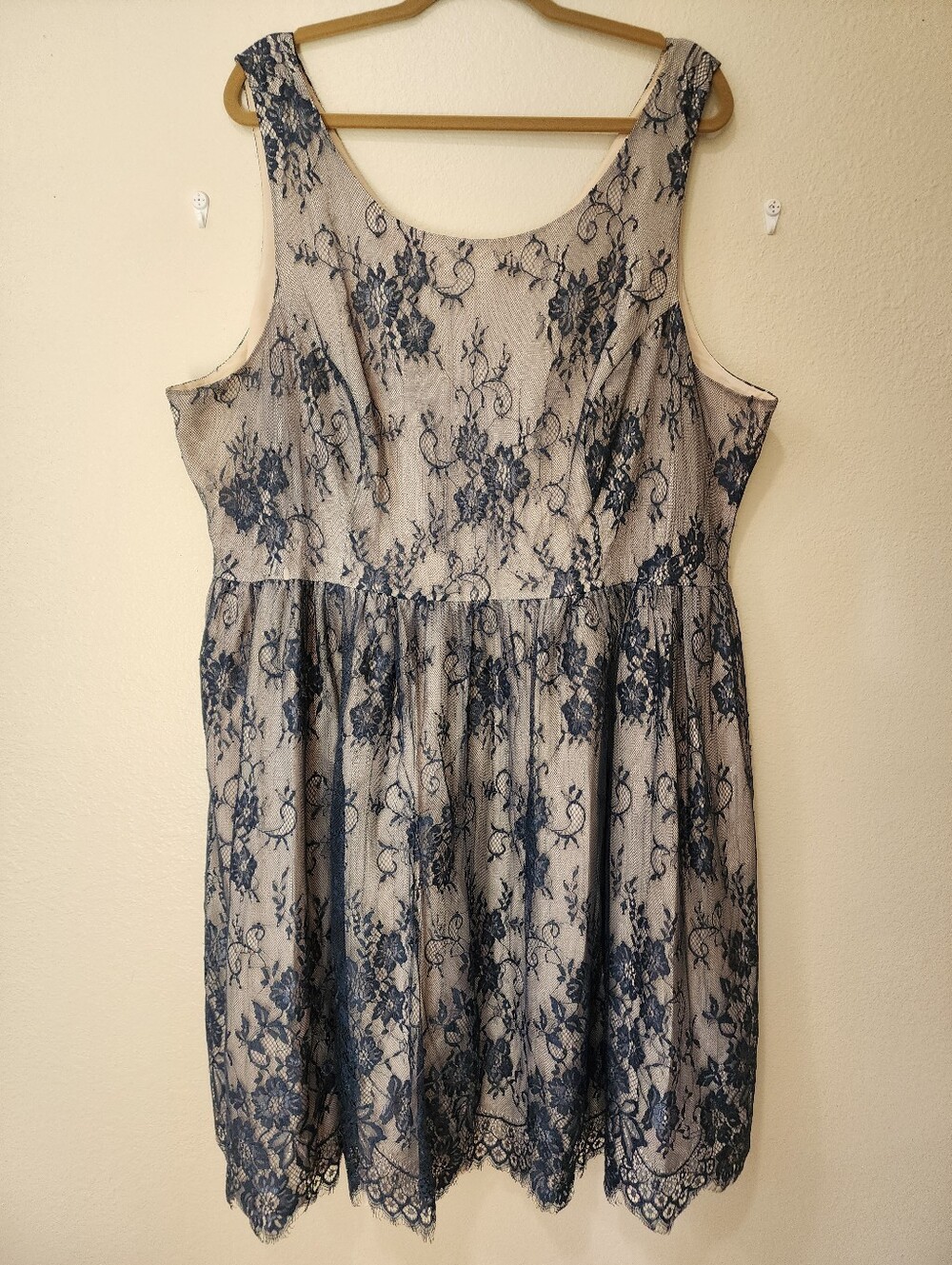 Modcloth Dress Retro Lace Overlay Cocktail Date Night Navy Over Nude size 3X